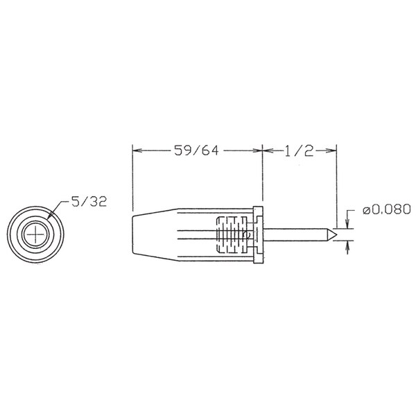 Concord Electronics INS SHORT HANDLE PHONE TIP PLUG, SOLDERLESS T, 01-2135-1-0216-250 01-2135-1-0216